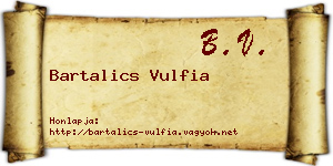 Bartalics Vulfia névjegykártya